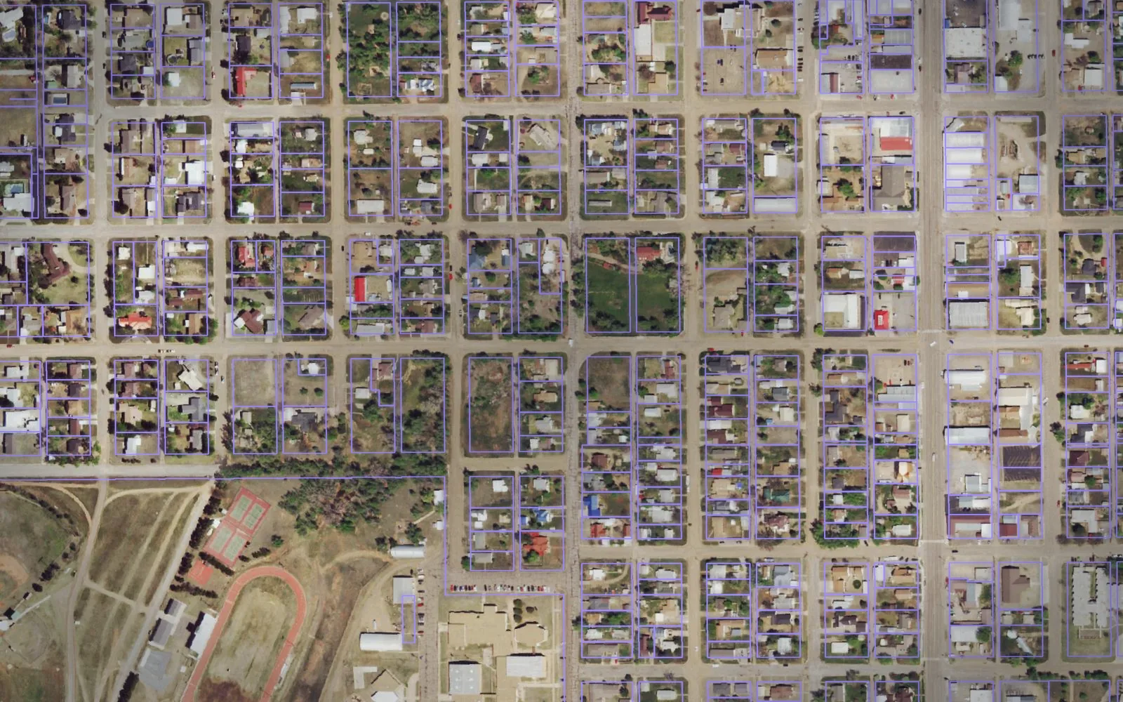Parcel boundaries over aerial imagery of Beaver County, Oklahoma