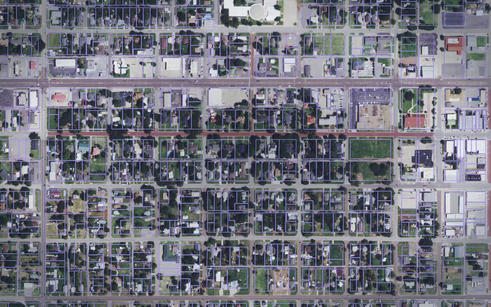 Parcel boundaries over aerial imagery of Beckham County, Oklahoma