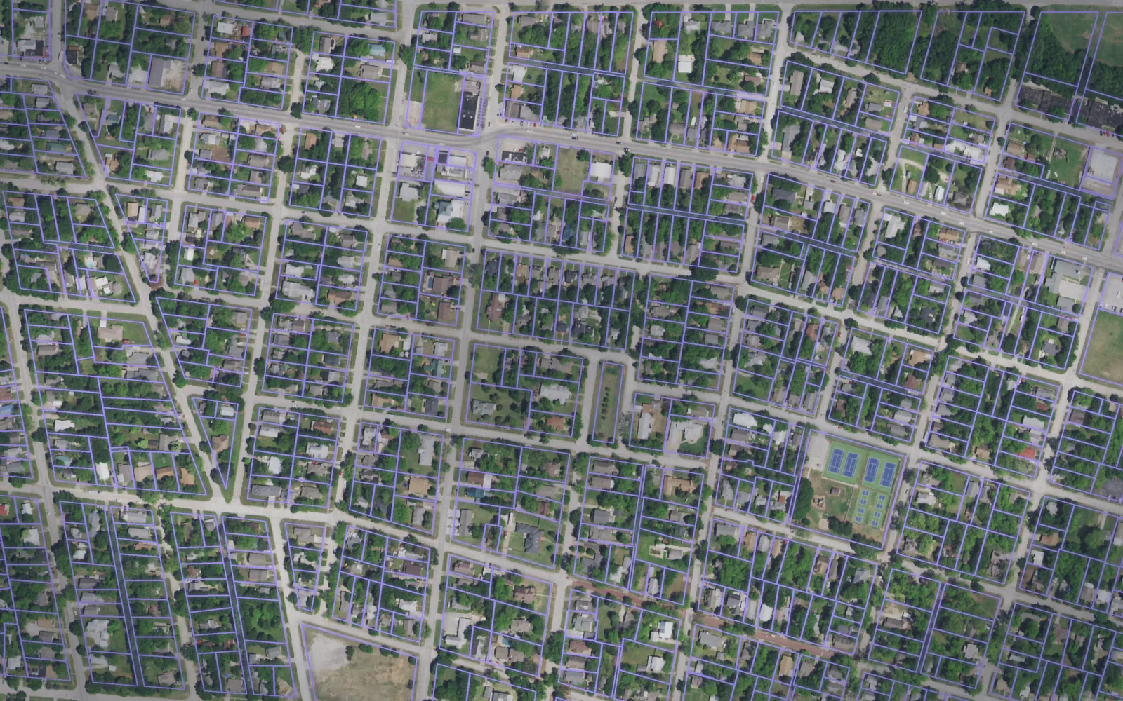 Parcel boundaries over aerial imagery of Carter County, Oklahoma