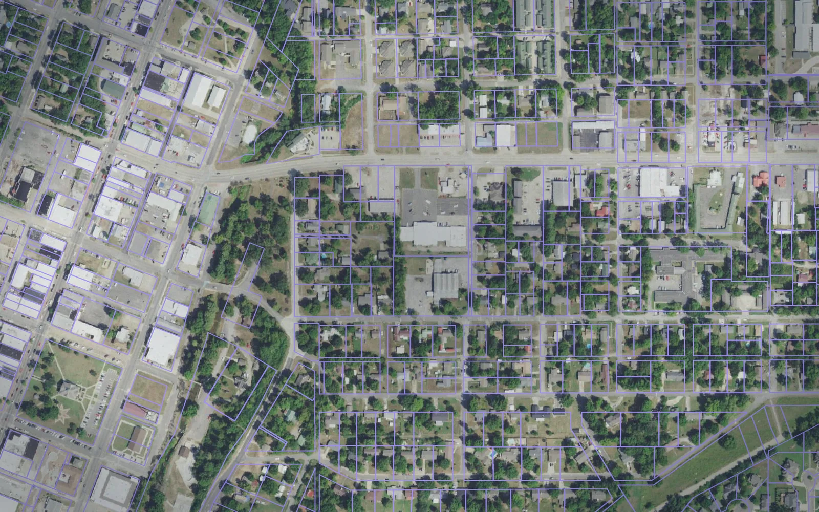 Parcel boundaries over aerial imagery of Cherokee County, Oklahoma