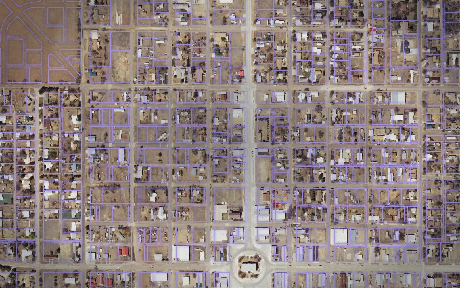 Parcel boundaries over aerial imagery of Cimarron County, Oklahoma