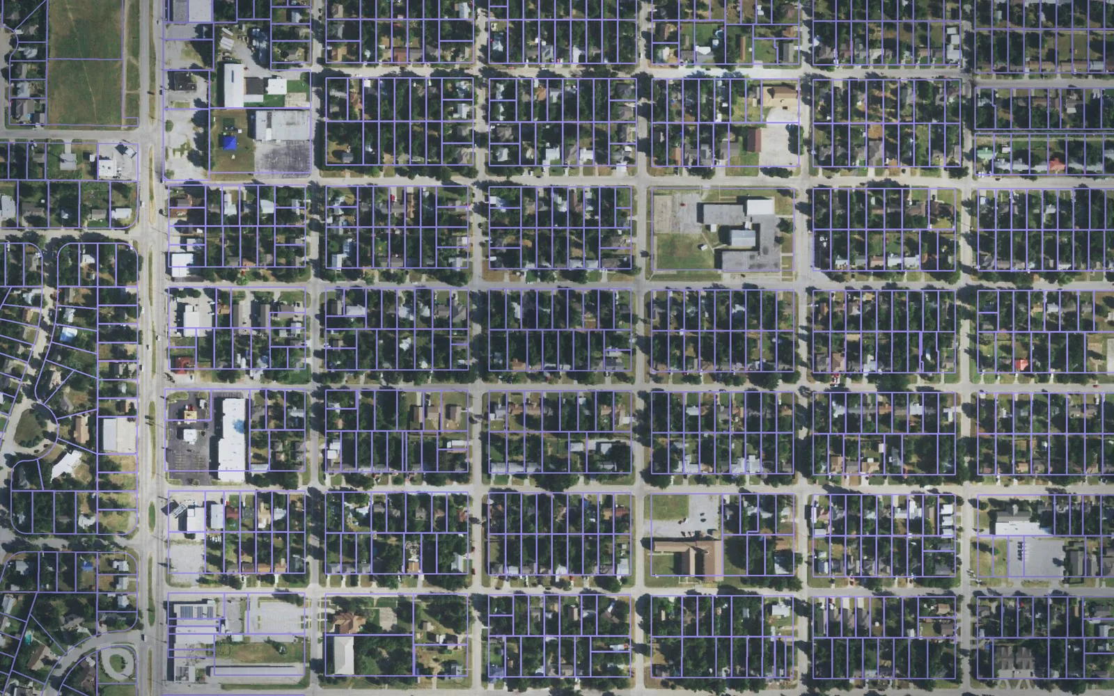 Parcel boundaries over aerial imagery of Comanche County, Oklahoma