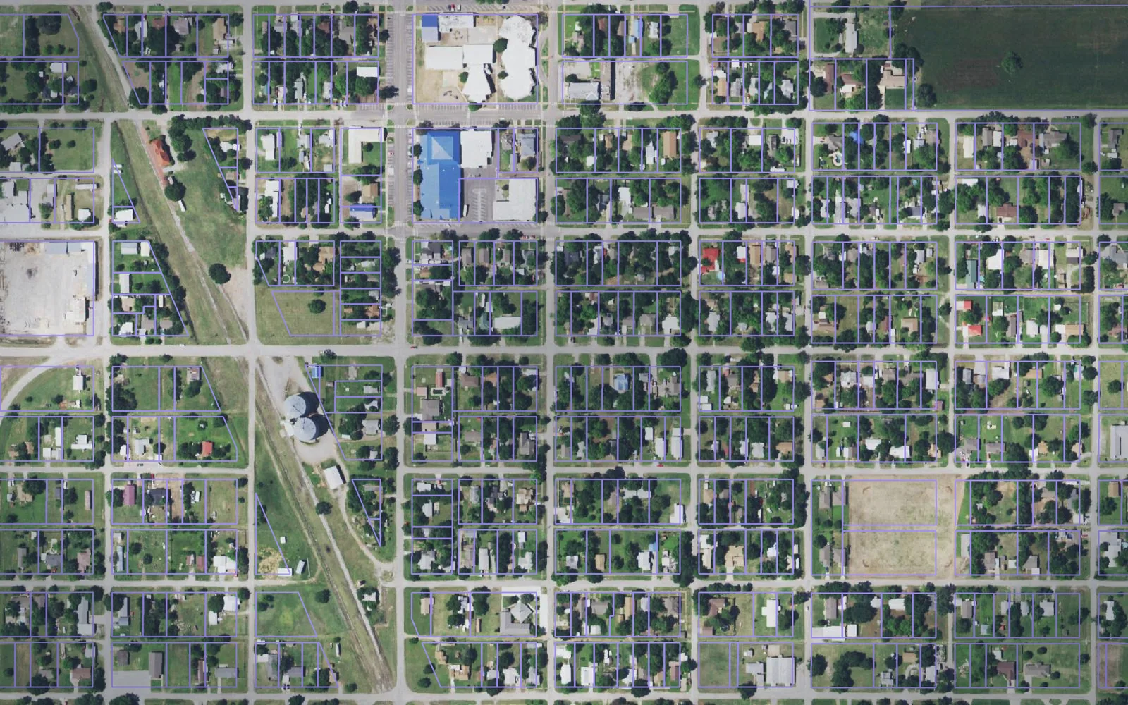 Parcel boundaries over aerial imagery of Cotton County, Oklahoma