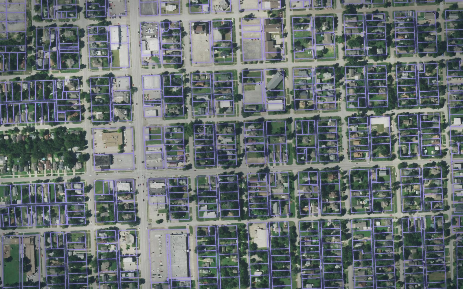 Parcel boundaries over aerial imagery of Creek County, Oklahoma