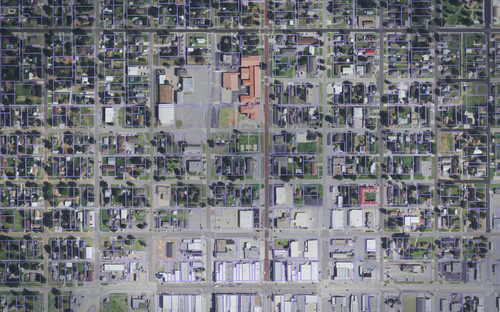 Parcel boundaries over aerial imagery of Custer County, Oklahoma