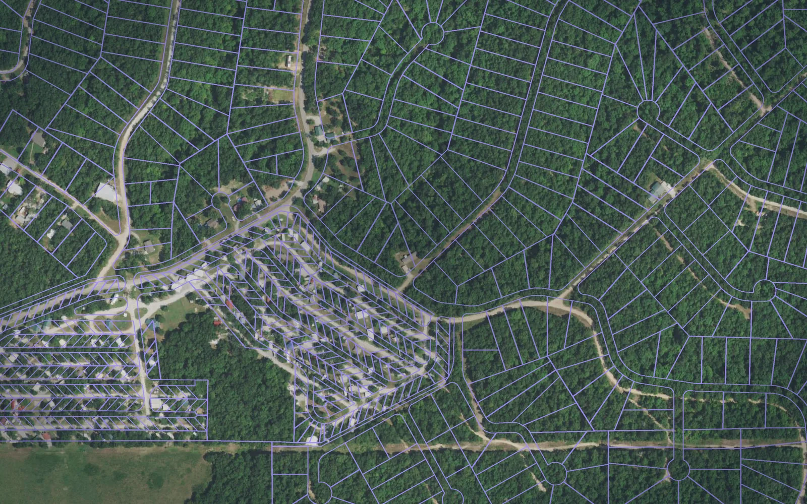 Parcel boundaries over aerial imagery of Delaware County, Oklahoma