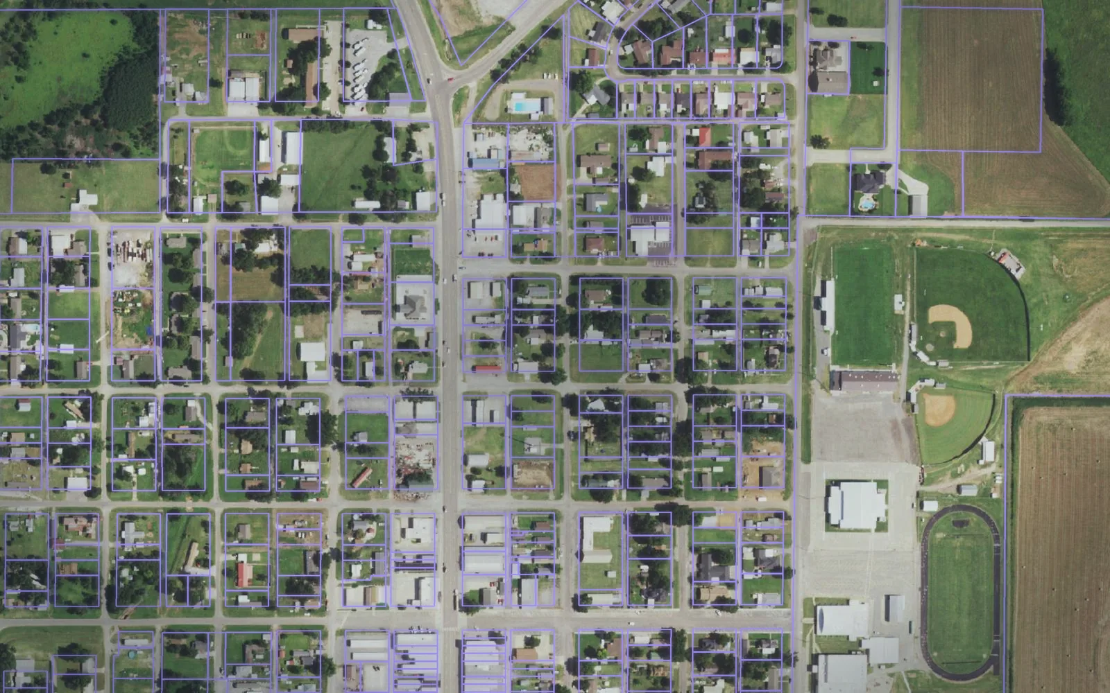 Parcel boundaries over aerial imagery of Dewey County, Oklahoma