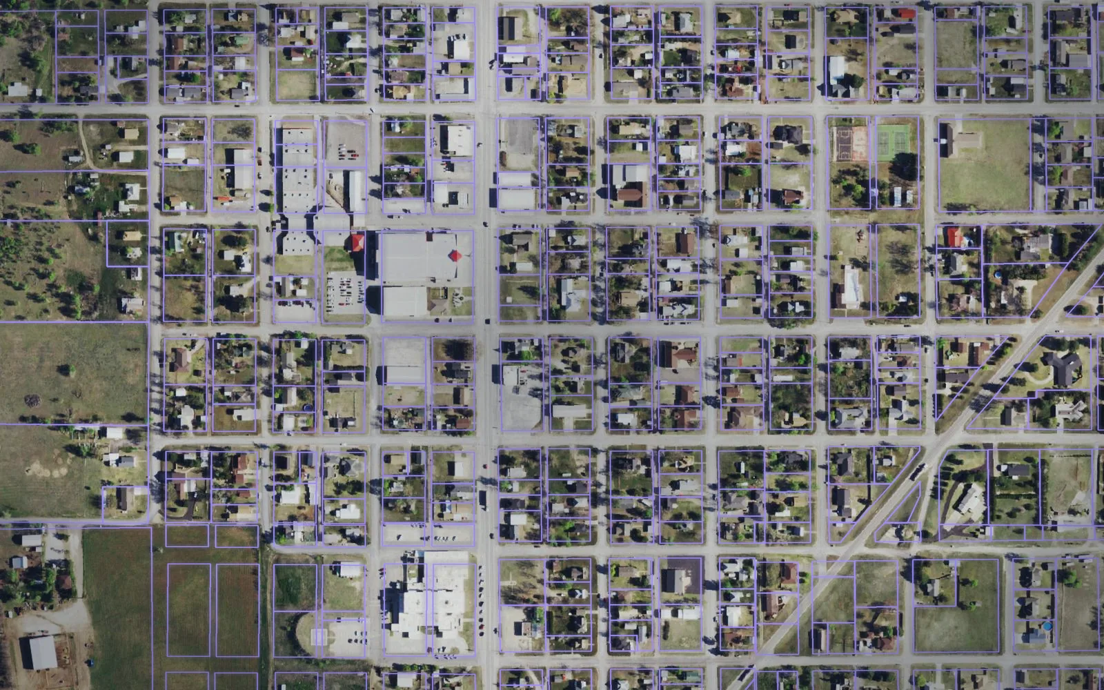 Parcel boundaries over aerial imagery of Ellis County, Oklahoma