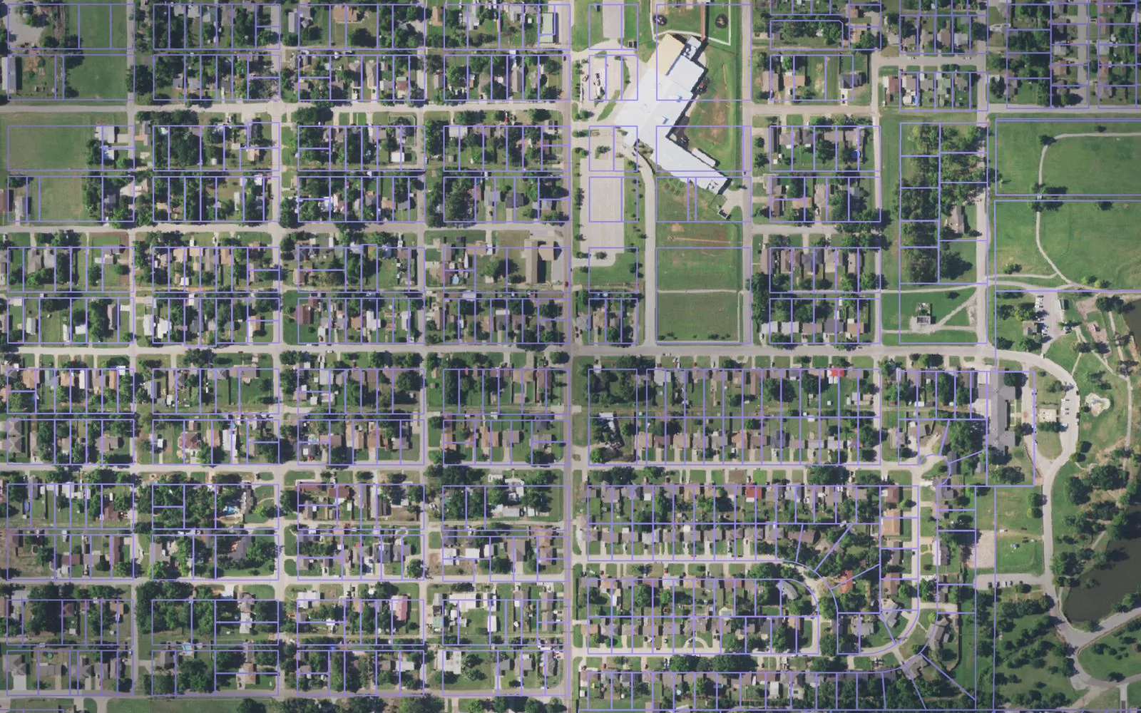 Parcel boundaries over aerial imagery of Grady County, Oklahoma