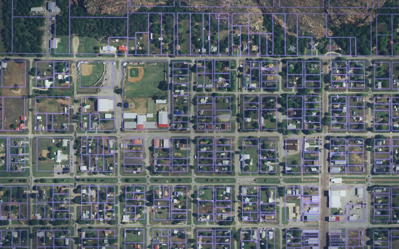 Parcel boundaries over aerial imagery of Greer County, Oklahoma