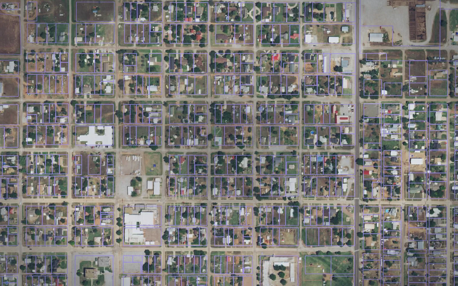 Parcel boundaries over aerial imagery of Harmon County, Oklahoma