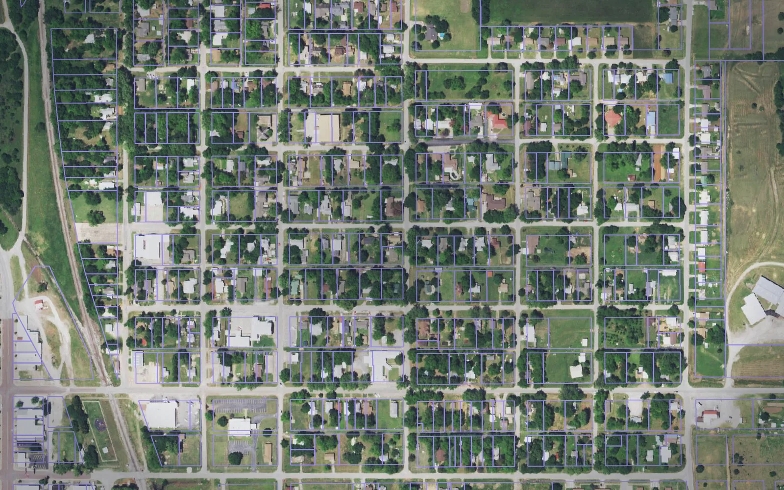 Parcel boundaries over aerial imagery of Jefferson County, Oklahoma