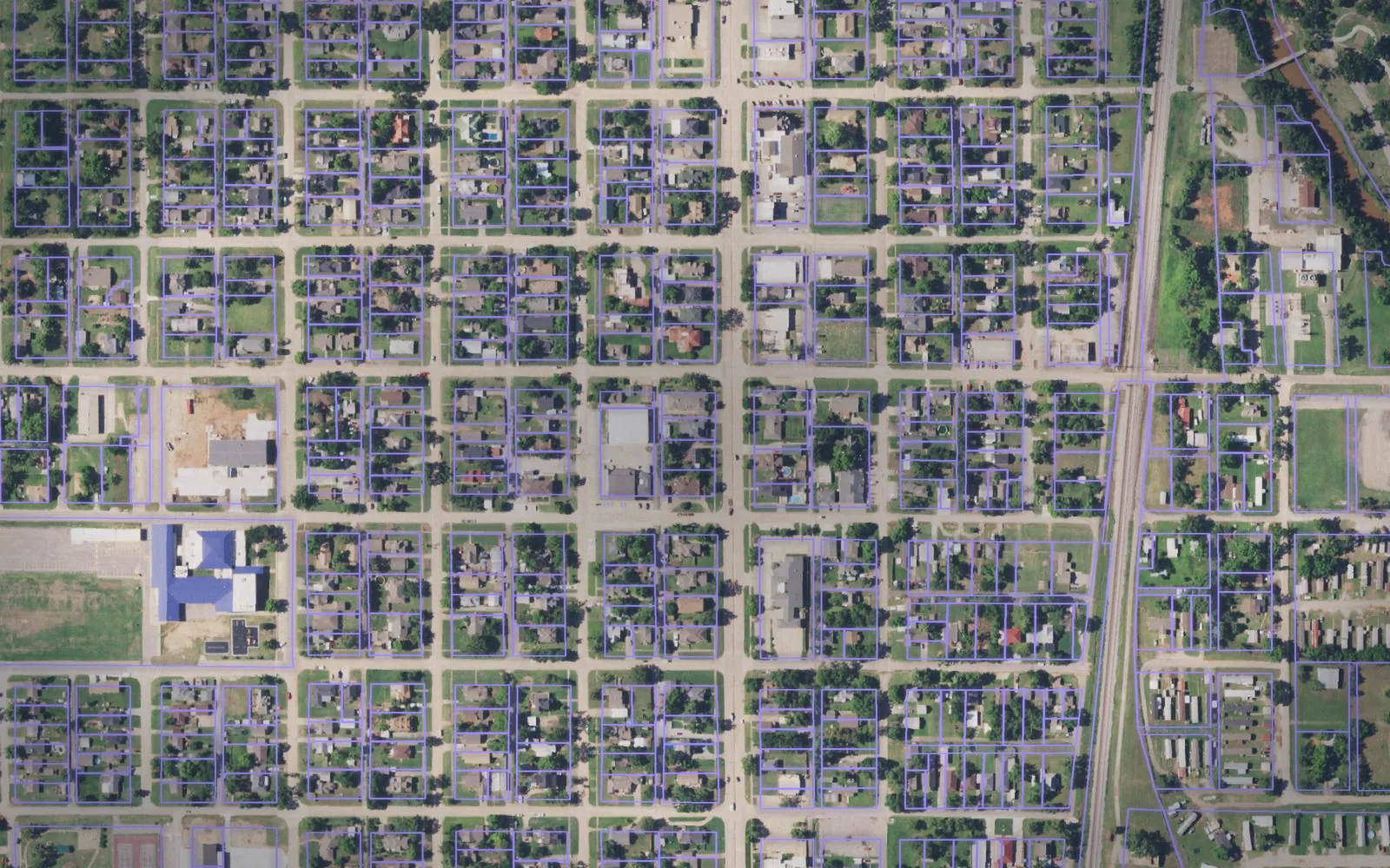 Parcel boundaries over aerial imagery of Kingfisher County, Oklahoma