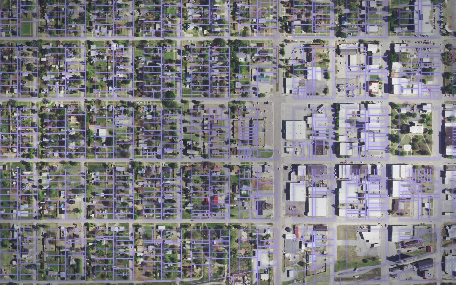 Parcel boundaries over aerial imagery of Kiowa County, Oklahoma