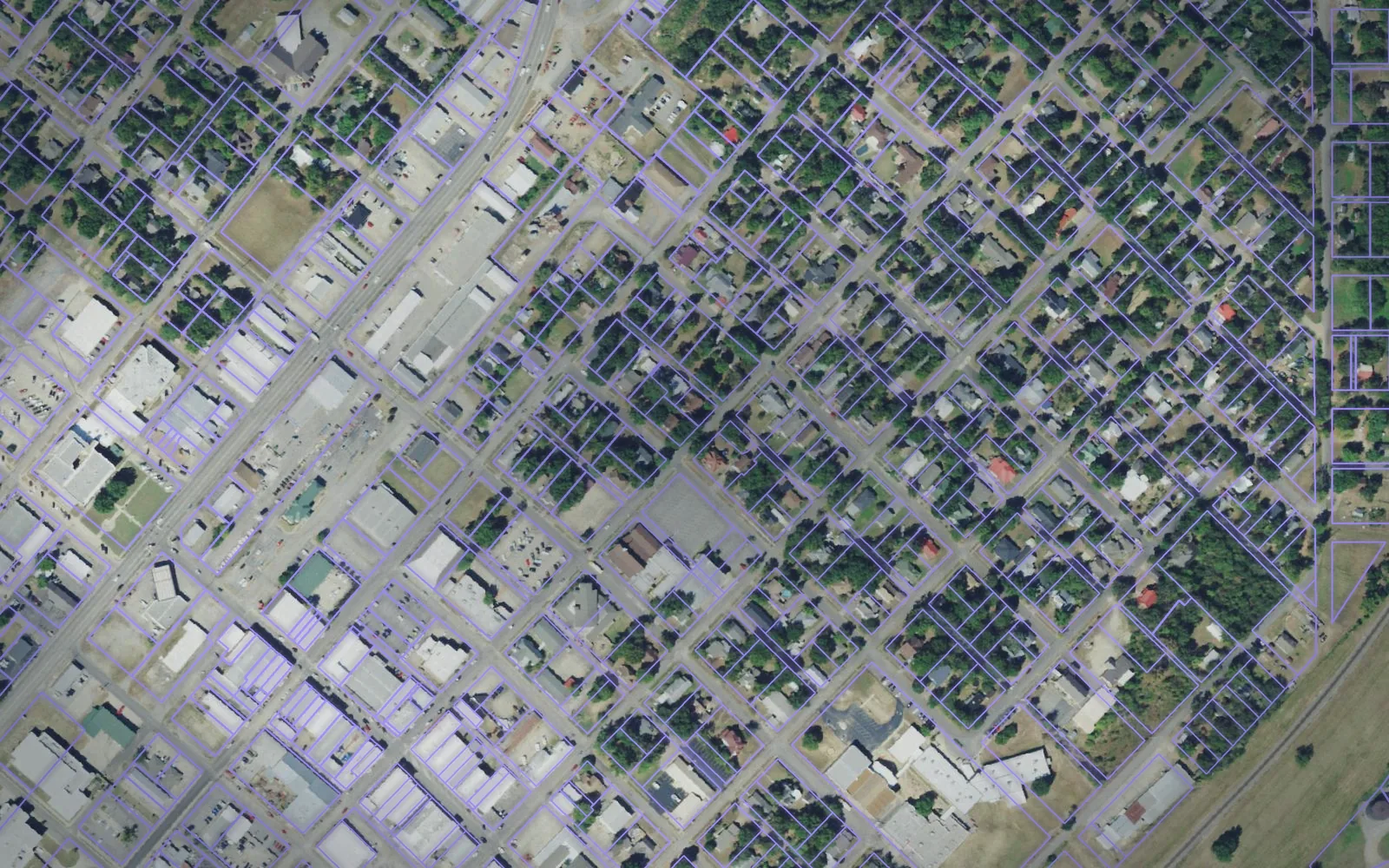 Parcel boundaries over aerial imagery of Le Flore County, Oklahoma