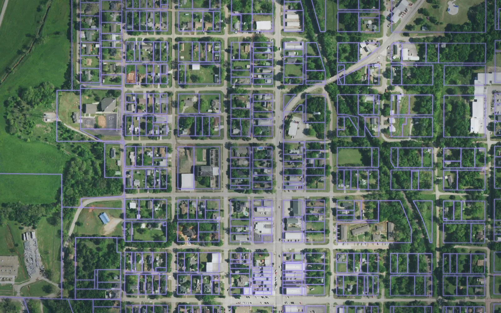 Parcel boundaries over aerial imagery of Lincoln County, Oklahoma