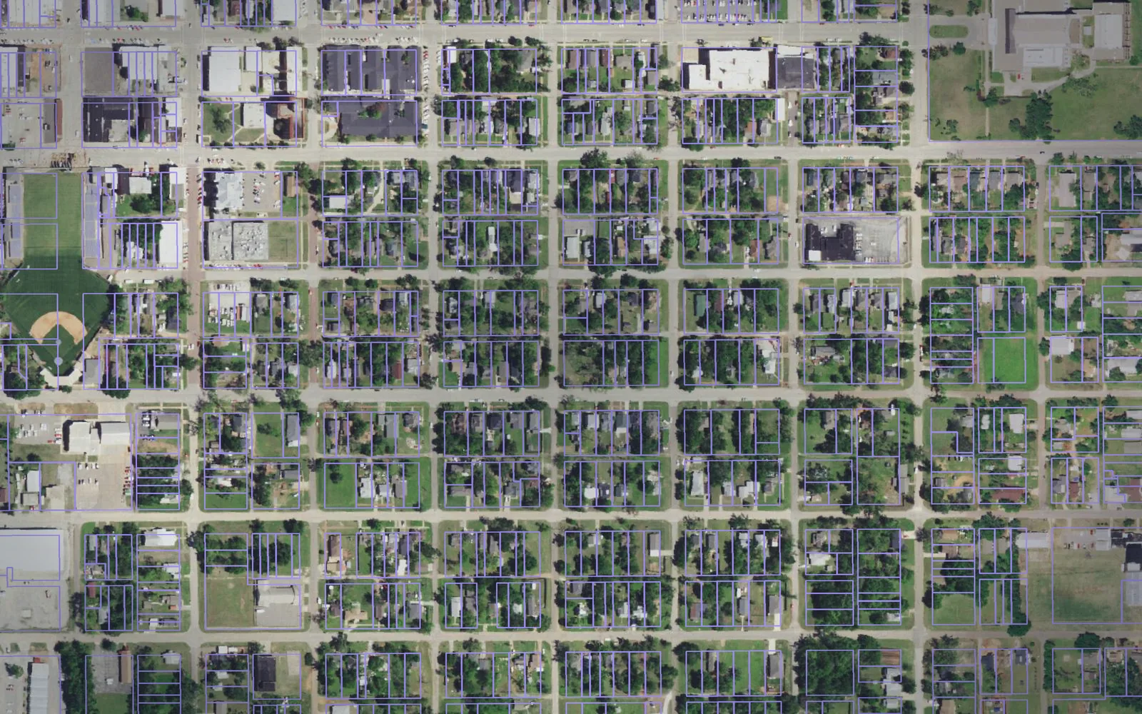 Parcel boundaries over aerial imagery of Logan County, Oklahoma