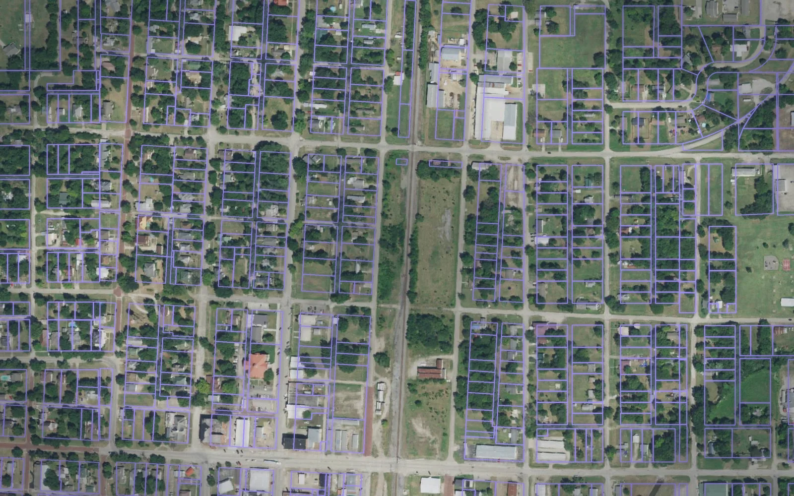 Parcel boundaries over aerial imagery of Nowata County, Oklahoma