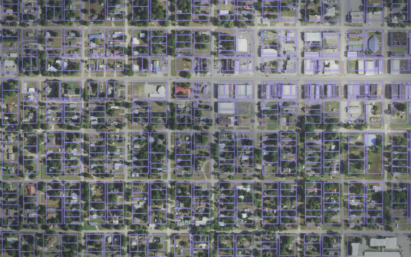 Parcel boundaries over aerial imagery of Okfuskee County, Oklahoma