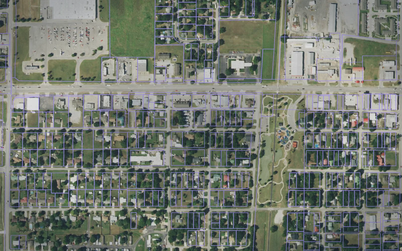 Parcel boundaries over aerial imagery of Osage County, Oklahoma