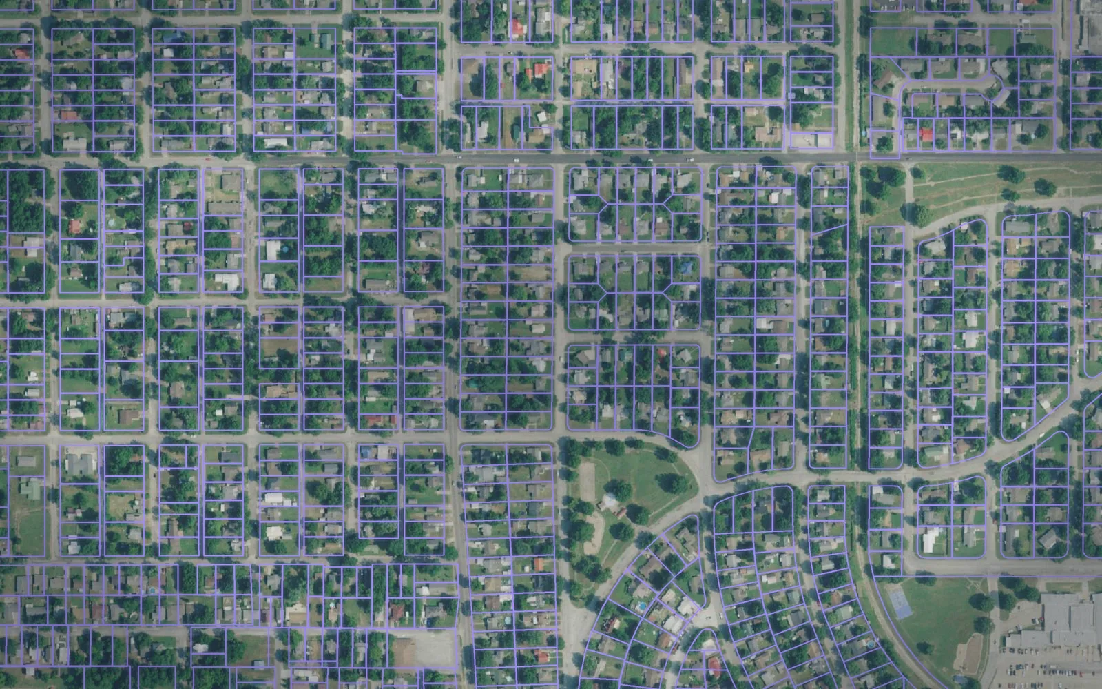 Parcel boundaries over aerial imagery of Ottawa County, Oklahoma
