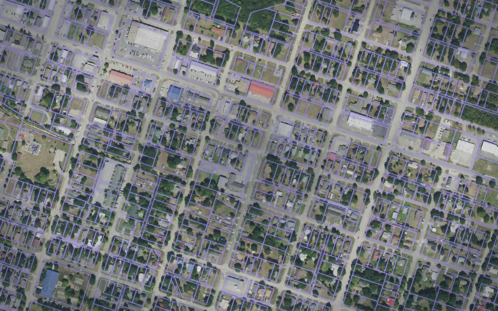 Parcel boundaries over aerial imagery of Pittsburg County, Oklahoma
