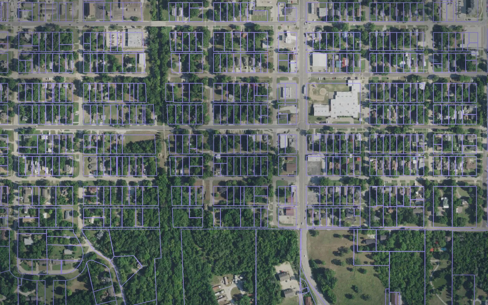Parcel boundaries over aerial imagery of Pontotoc County, Oklahoma