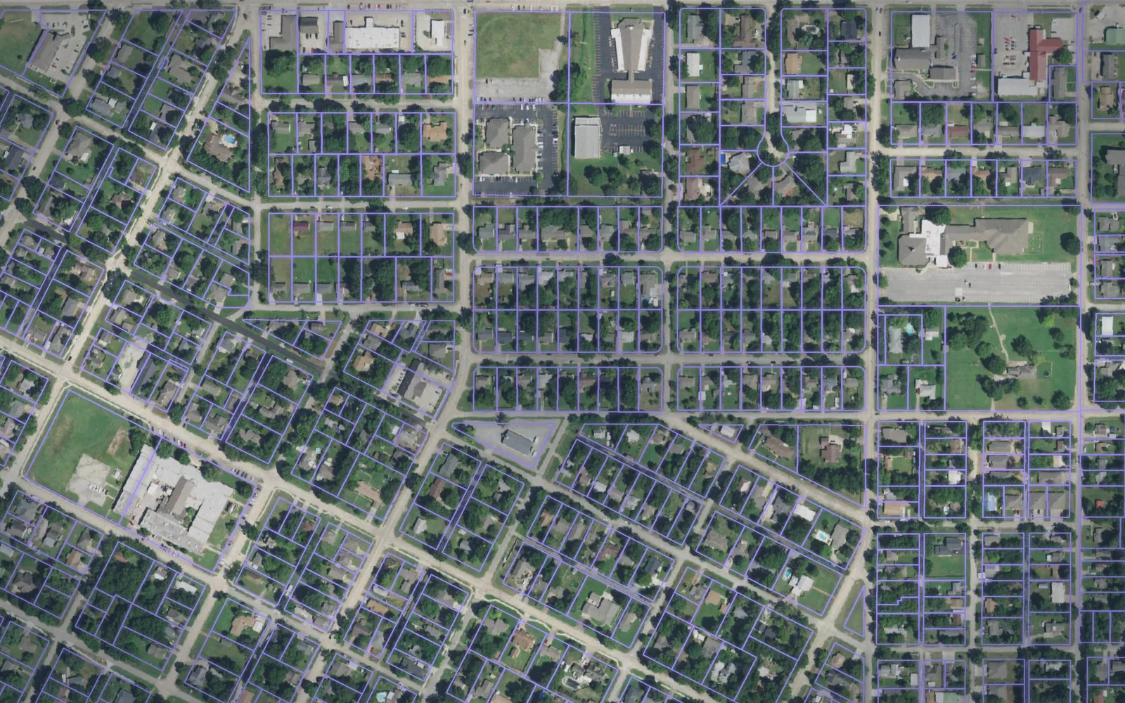 Parcel boundaries over aerial imagery of Rogers County, Oklahoma