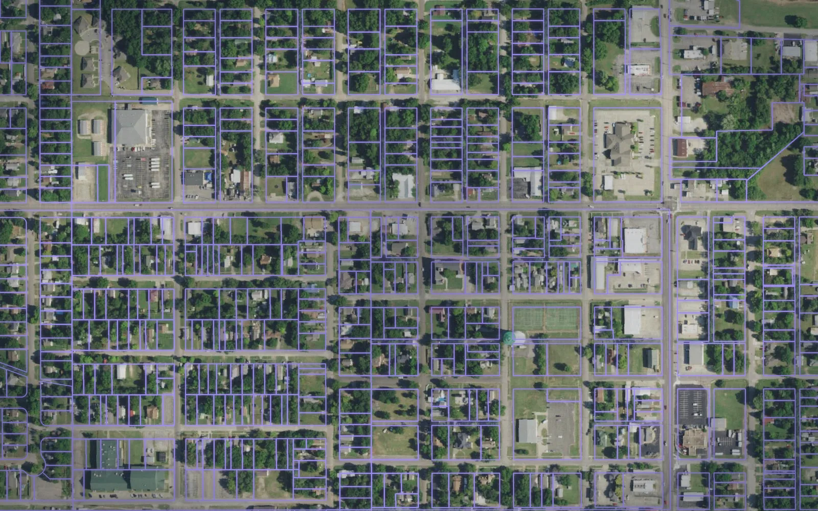 Parcel boundaries over aerial imagery of Seminole County, Oklahoma