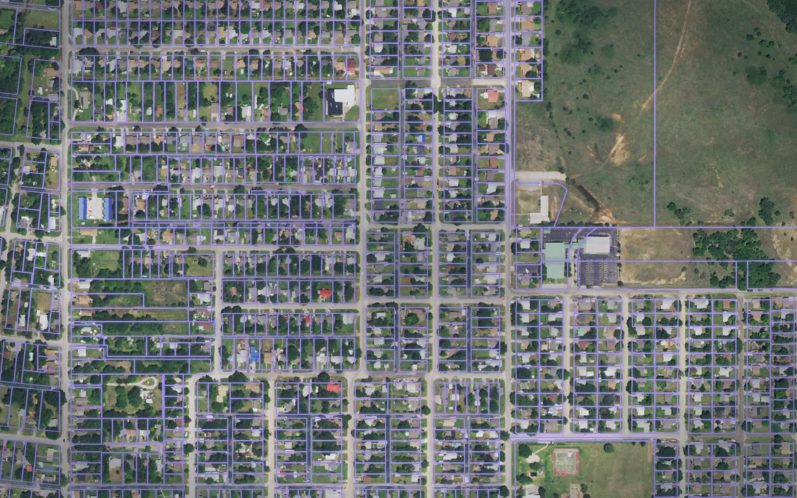 Parcel boundaries over aerial imagery of Stephens County, Oklahoma
