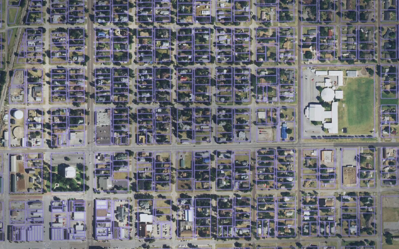 Parcel boundaries over aerial imagery of Tillman County, Oklahoma
