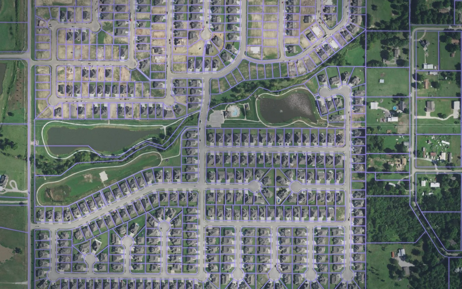 Parcel boundaries over aerial imagery of Wagoner County, Oklahoma