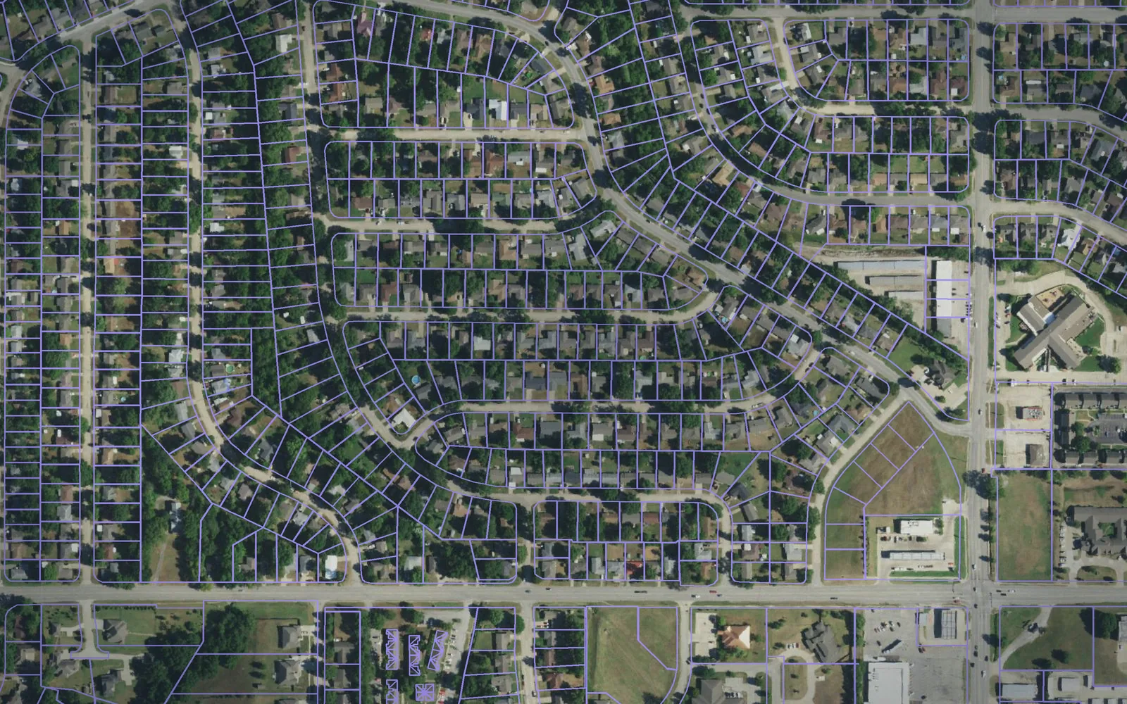 Parcel boundaries over aerial imagery of Washington County, Oklahoma
