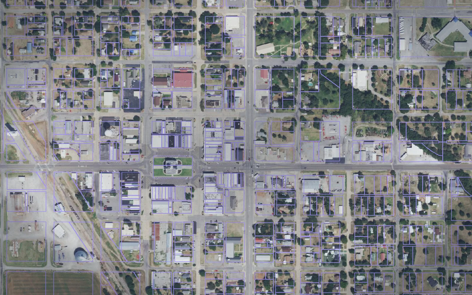 Parcel boundaries over aerial imagery of Washita County, Oklahoma