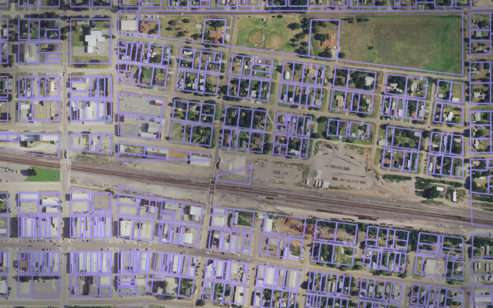 Parcel boundaries over aerial imagery of Woodward County, Oklahoma