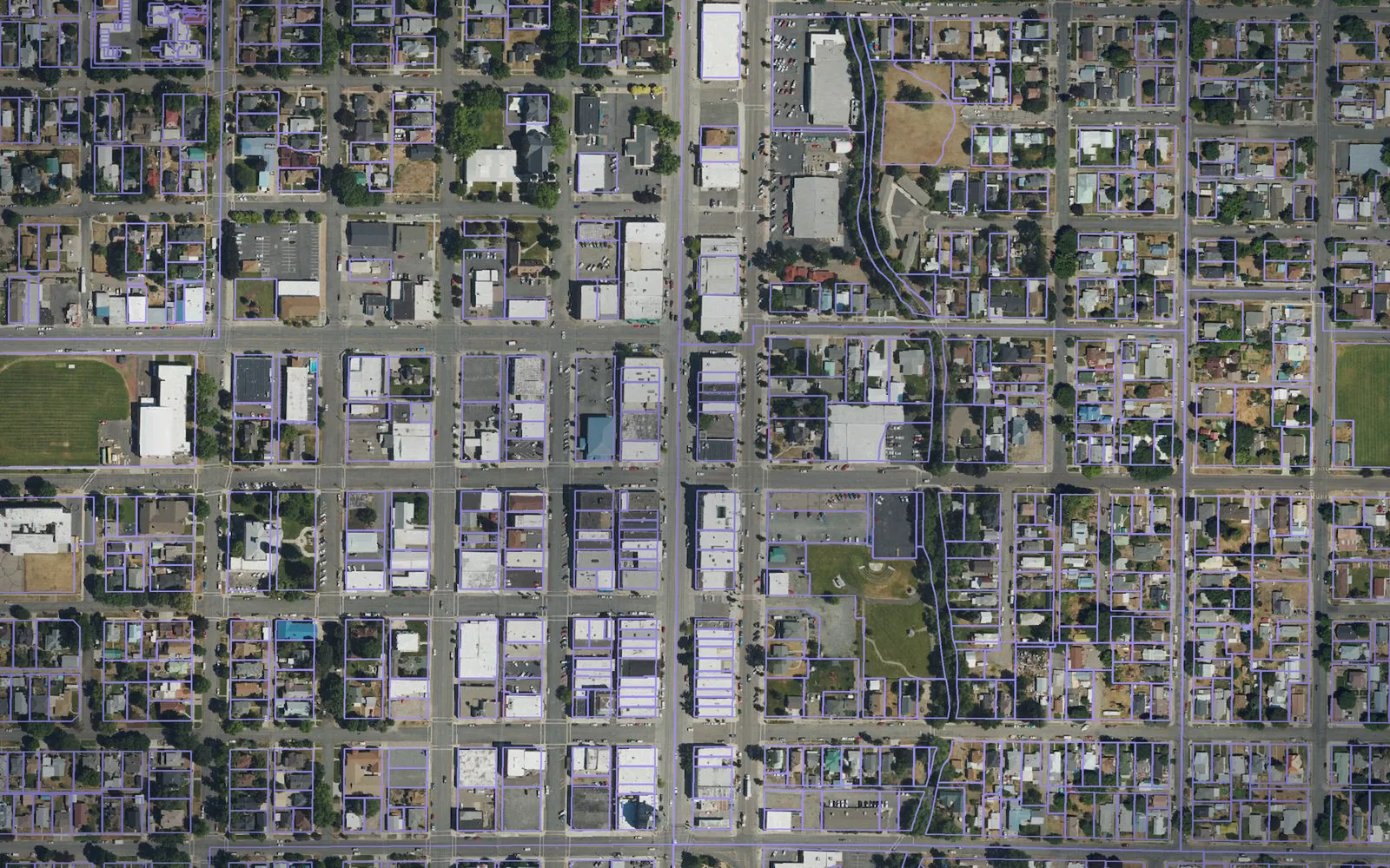 Parcel boundaries over aerial imagery of Baker County, Oregon