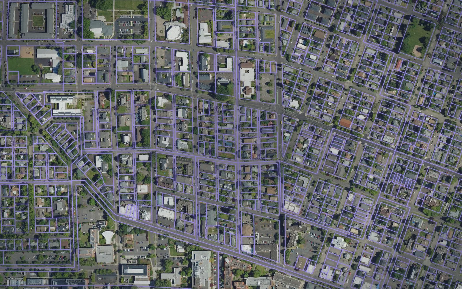 Parcel boundaries over aerial imagery of Benton County, Oregon