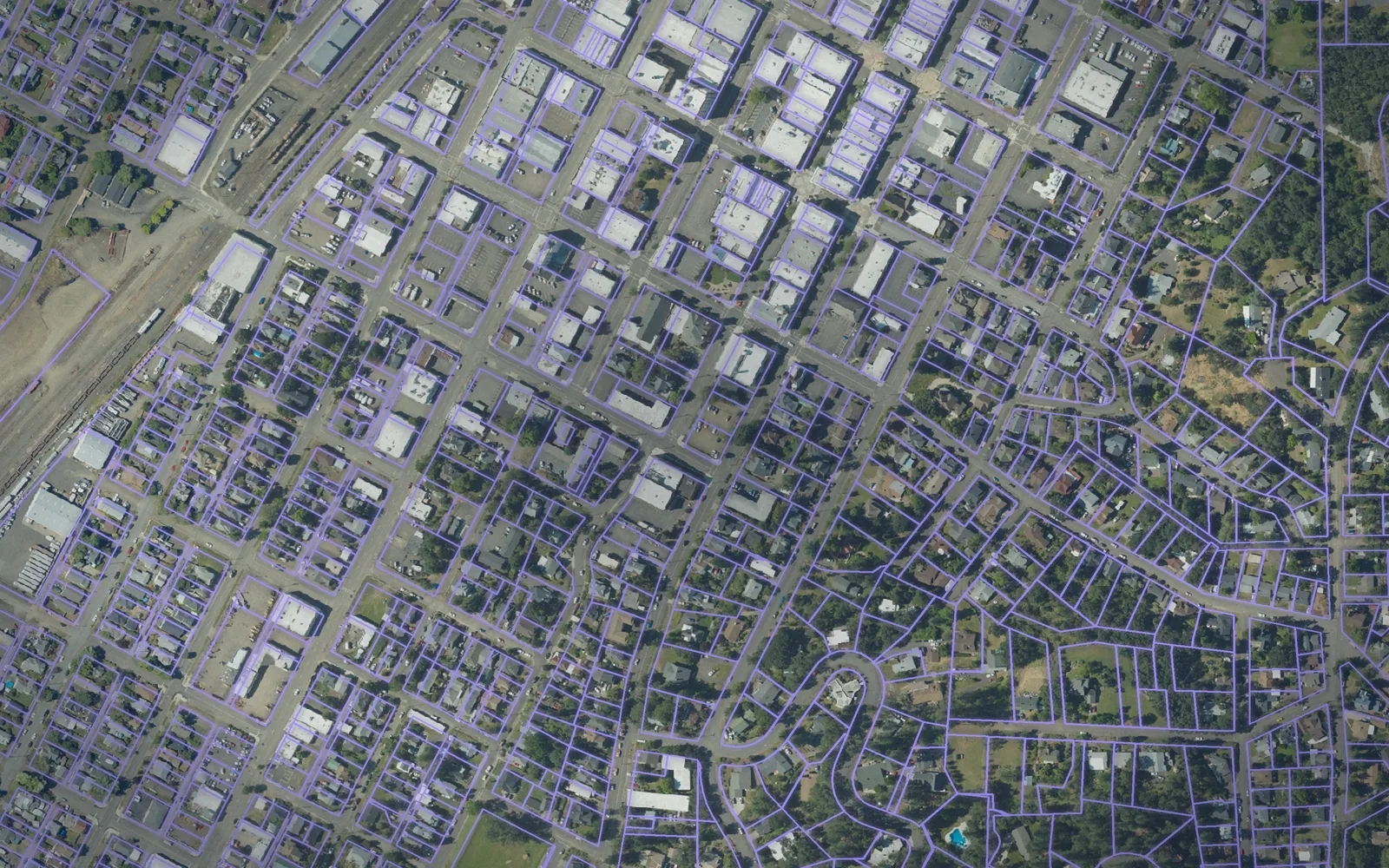 Parcel boundaries over aerial imagery of Douglas County, Oregon