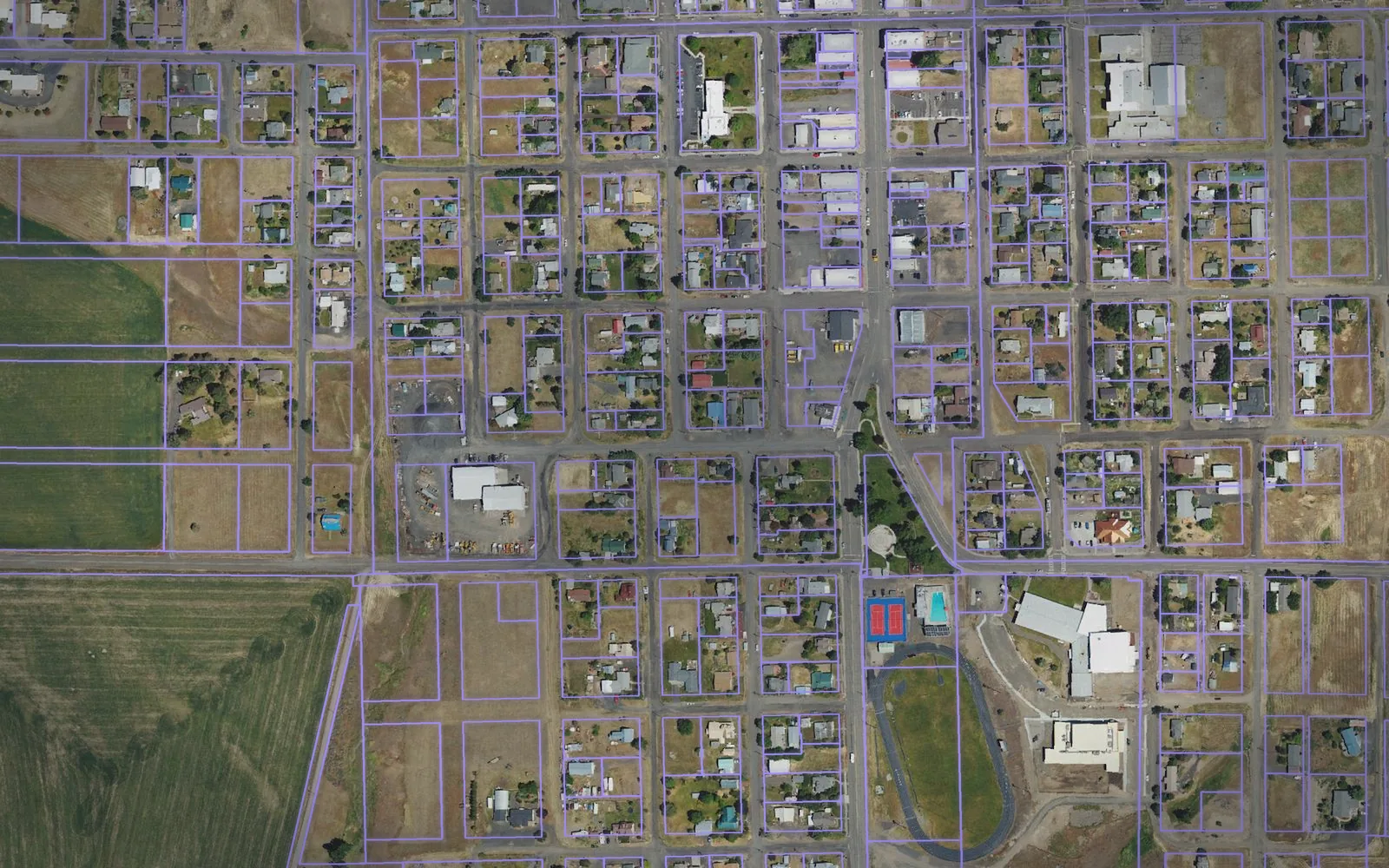 Parcel boundaries over aerial imagery of Gilliam County, Oregon