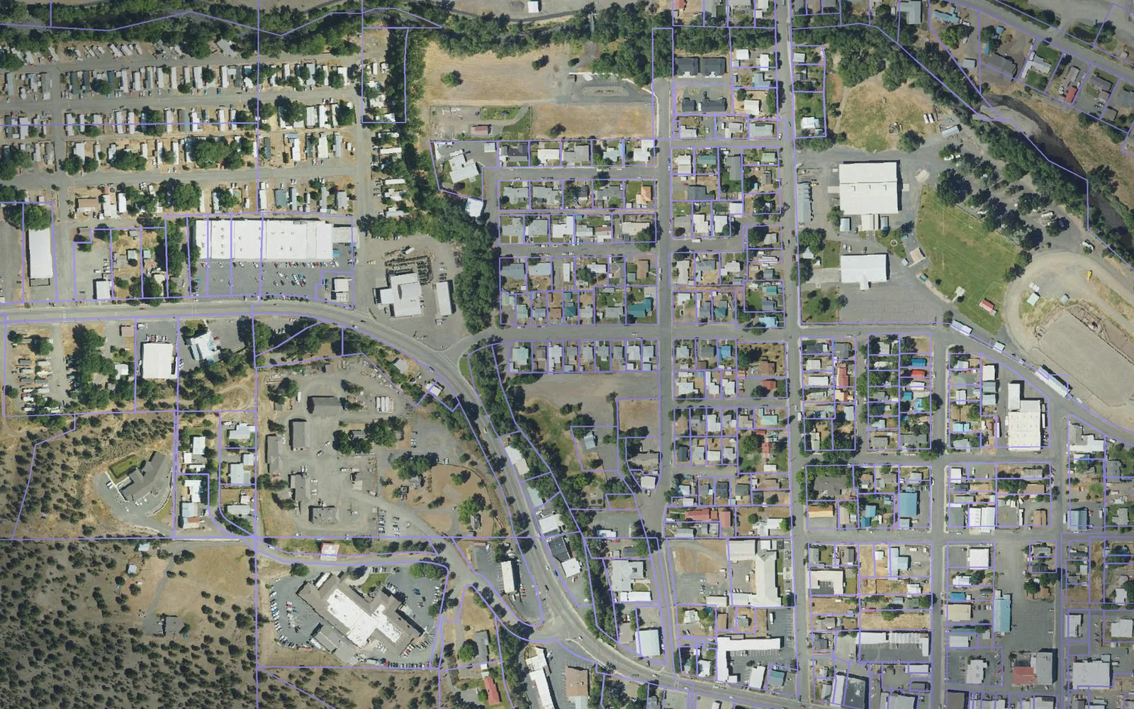 Parcel boundaries over aerial imagery of Grant County, Oregon
