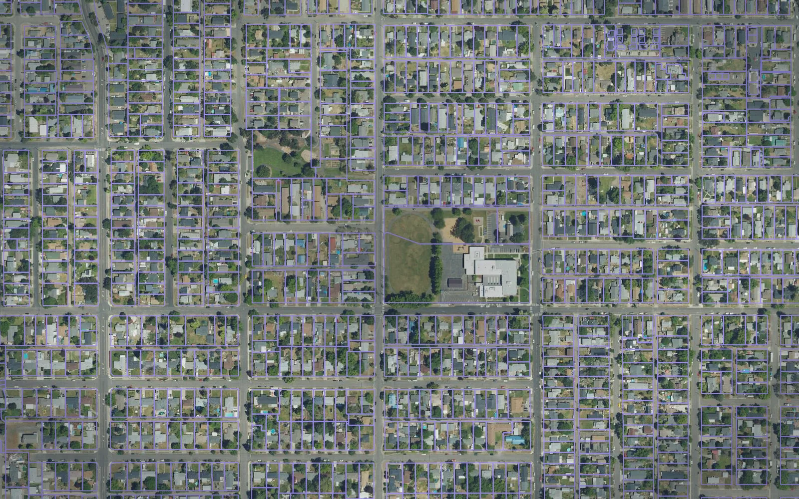 Parcel boundaries over aerial imagery of Jackson County, Oregon