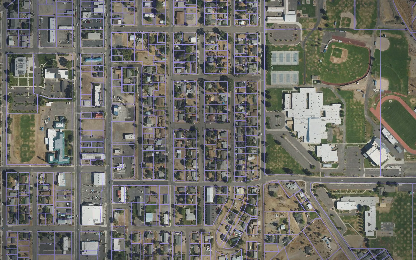 Parcel boundaries over aerial imagery of Jefferson County, Oregon