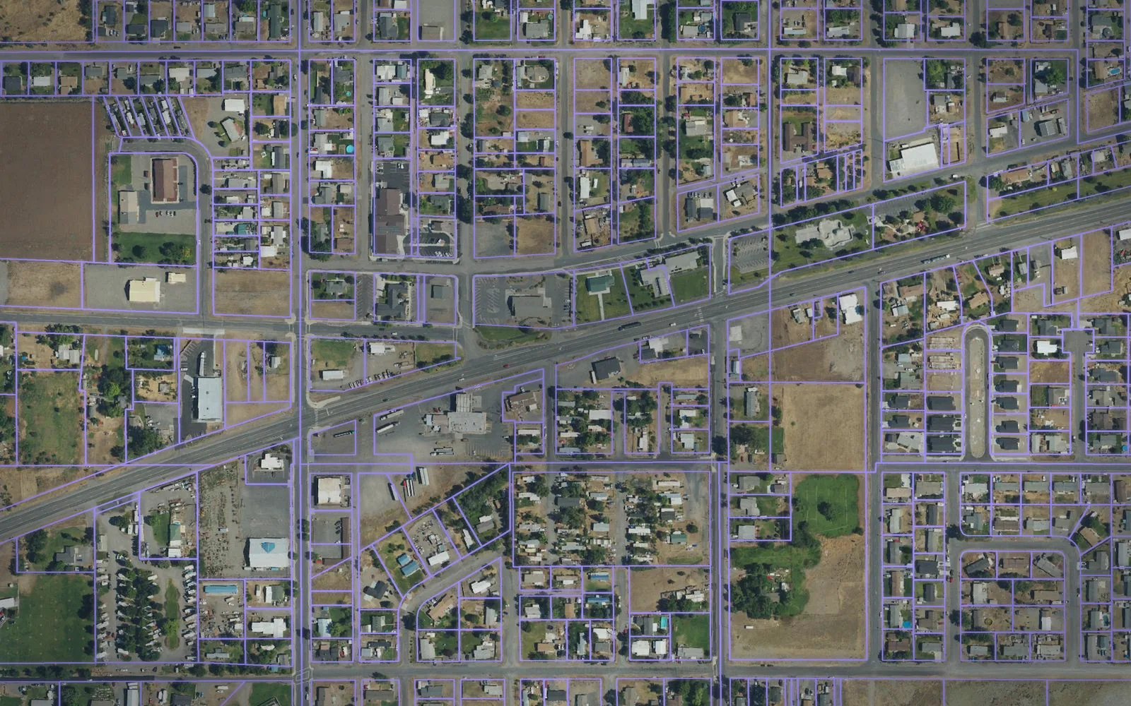 Parcel boundaries over aerial imagery of Morrow County, Oregon
