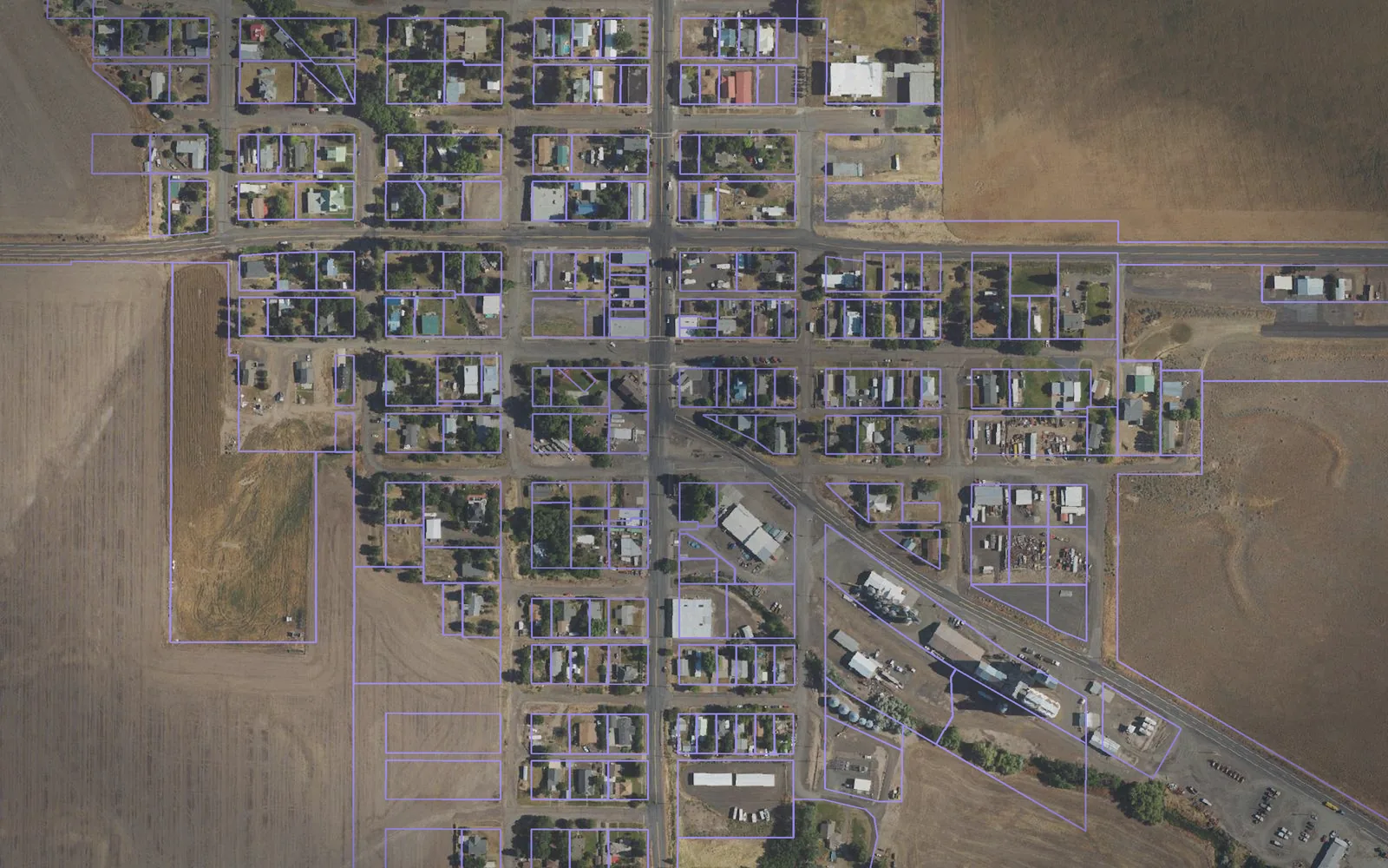 Parcel boundaries over aerial imagery of Sherman County, Oregon