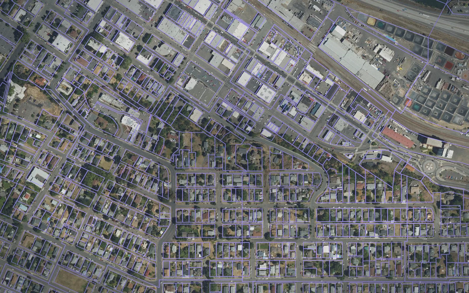Parcel boundaries over aerial imagery of Wasco County, Oregon
