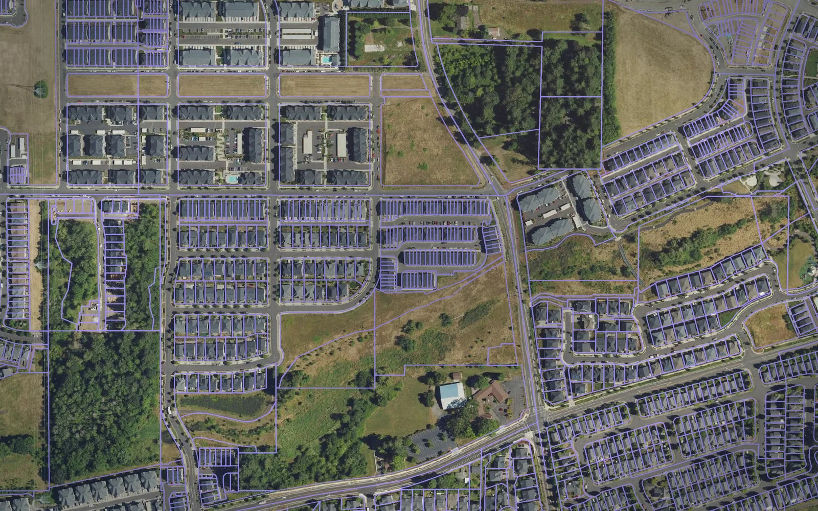 Parcel boundaries over aerial imagery of Washington County, Oregon