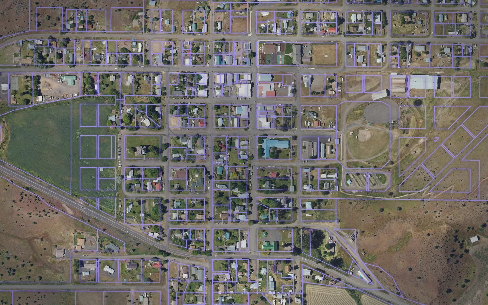 Parcel boundaries over aerial imagery of Wheeler County, Oregon