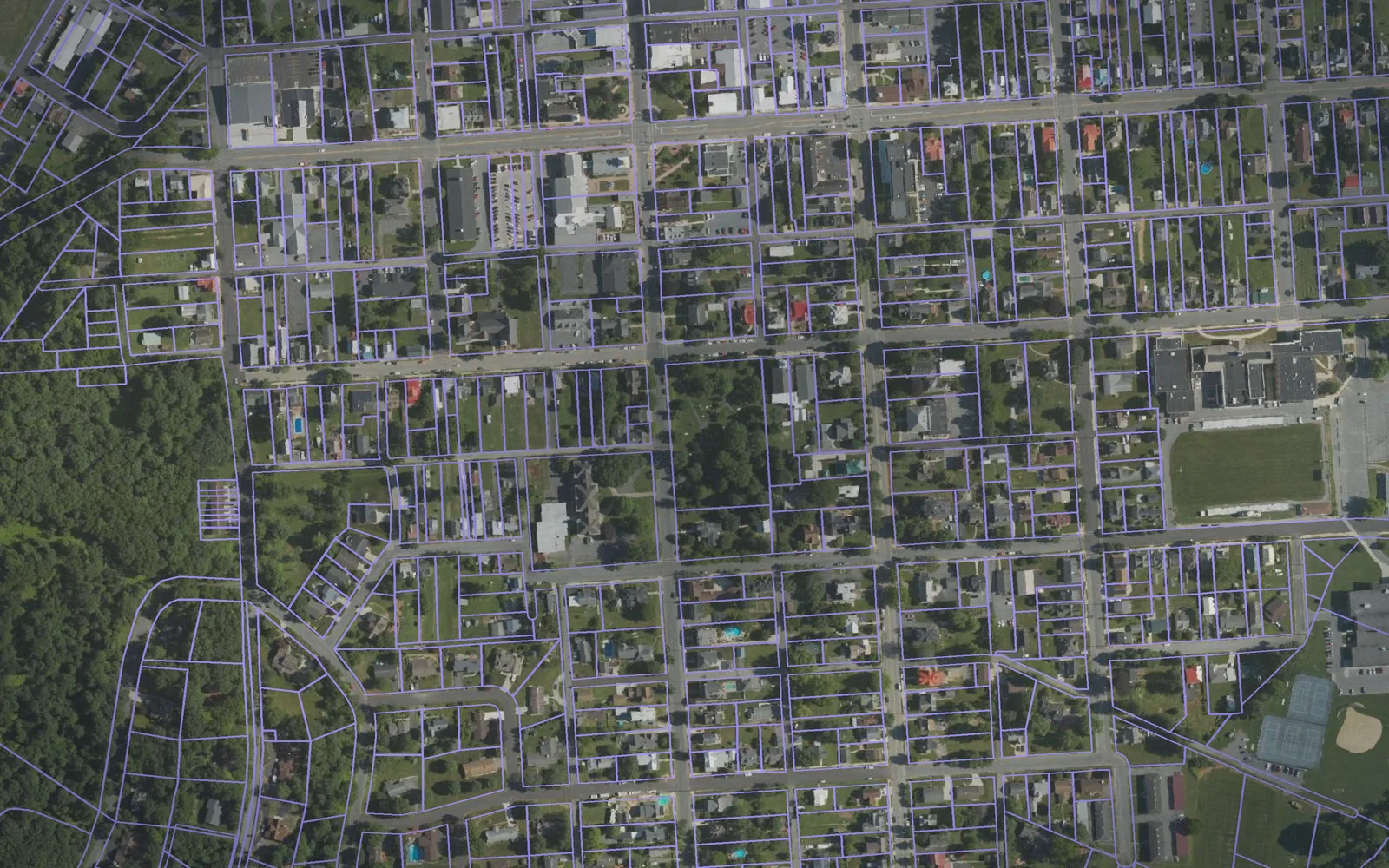 Parcel boundaries over aerial imagery of Bedford County, Pennsylvania