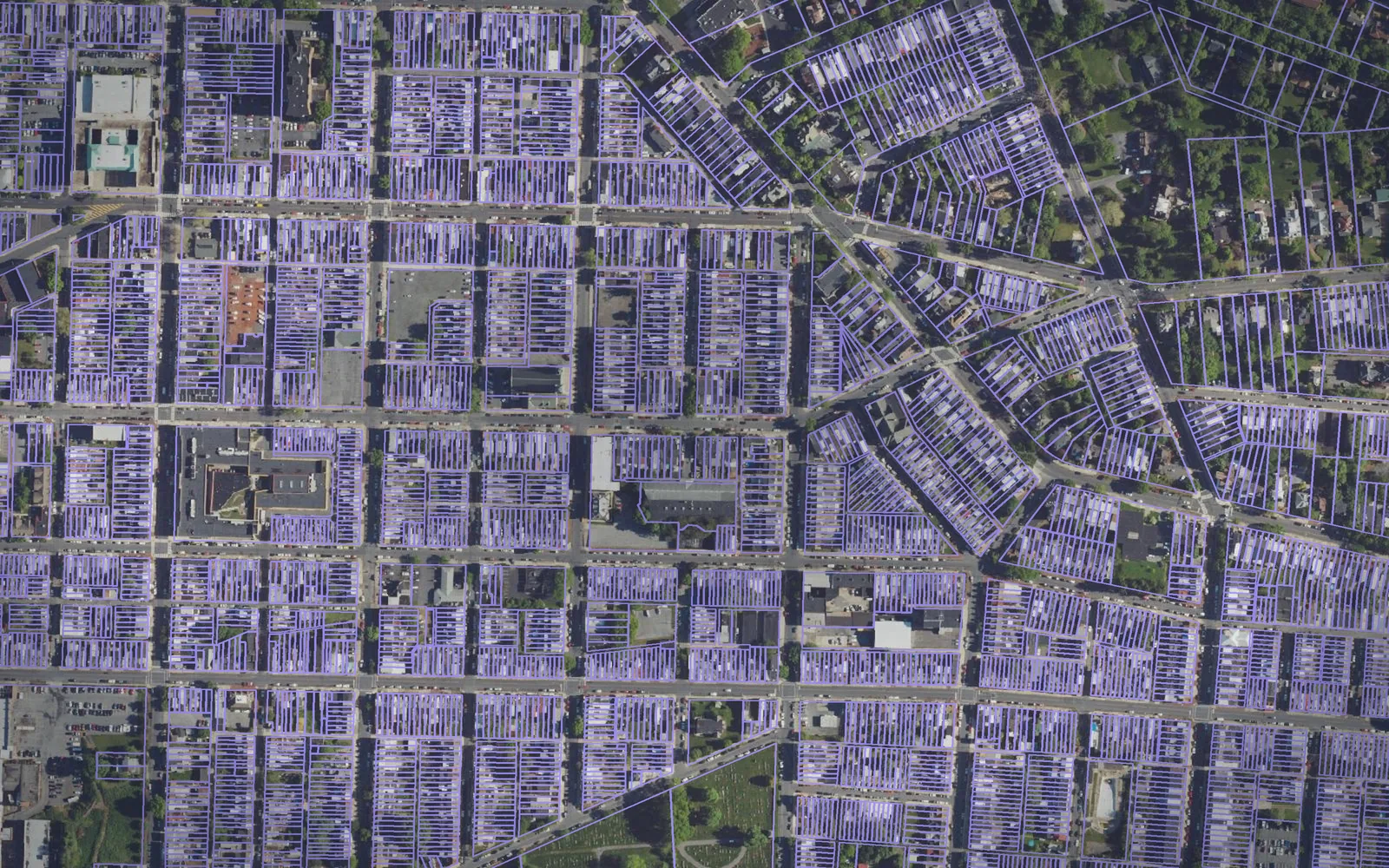 Parcel boundaries over aerial imagery of Berks County, Pennsylvania