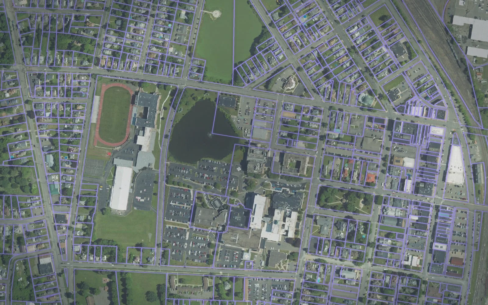 Parcel boundaries over aerial imagery of Bradford County, Pennsylvania